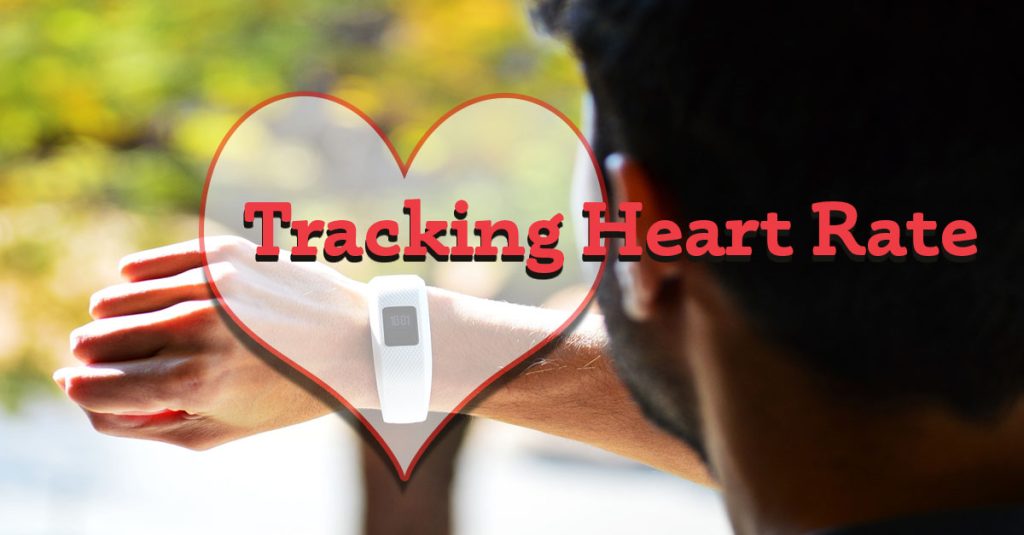 Main tracking fitness watch with text "Tracking Heart Rate"