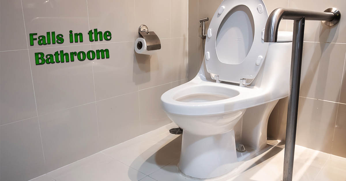 Is the Bathroom the Most Dangerous Room in the House? Picture of a toilet in a bathroom with grab bars.