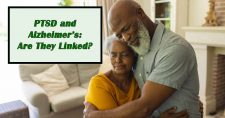 PTSD and Alzheimer’s Connection. Picture of an older black male and female hugging.