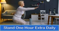 Stand Up to Disability. Picture of an older caucasian female doing squat exercises.